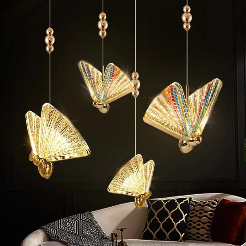 Led Butterfly Pendant Lights-Pendant Lights-Blushlighting-Gold-Small-Blushlighting