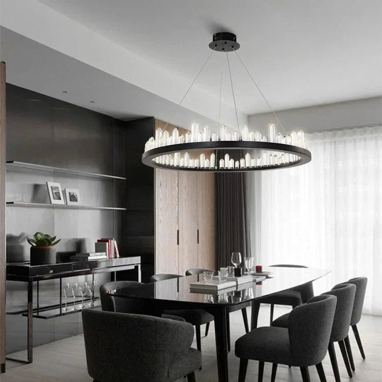 Leti Crystal Round Chandelier - 16"D60”BronzeBlushlighting
