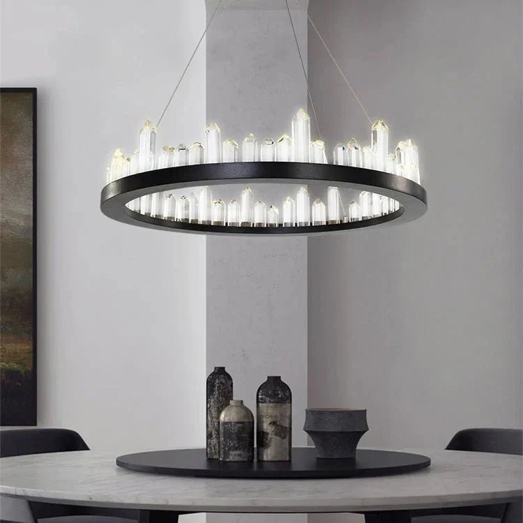 Leti Crystal Round Chandelier - 16"D60”BronzeBlushlighting
