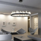 Leti Crystal Round Chandelier - 16"D60”BronzeBlushlighting