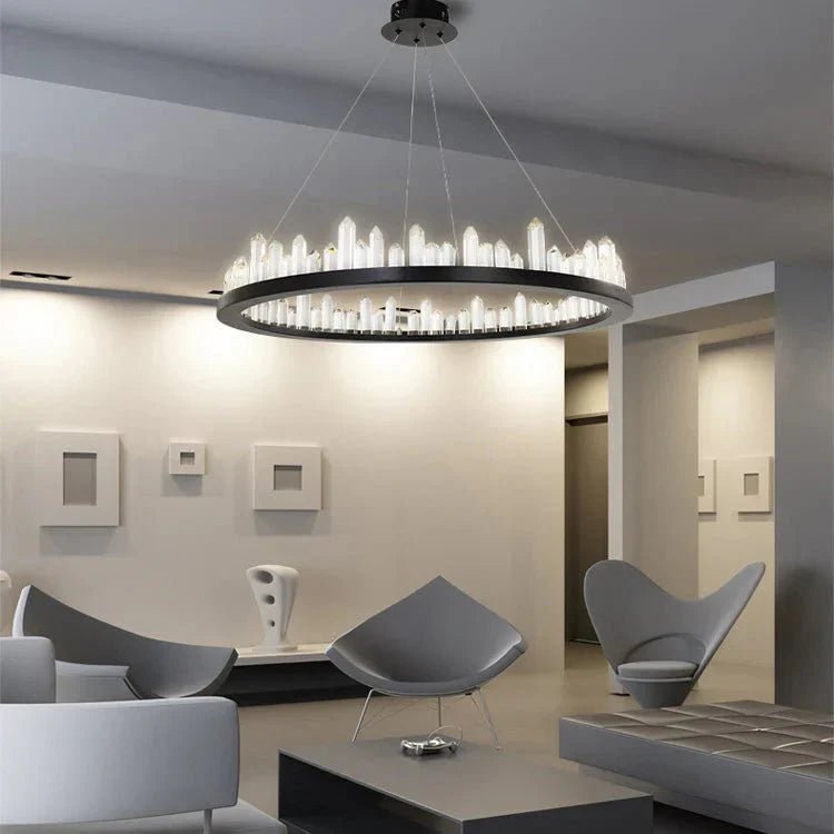Leti Crystal Round Chandelier - 16"D60”BronzeBlushlighting