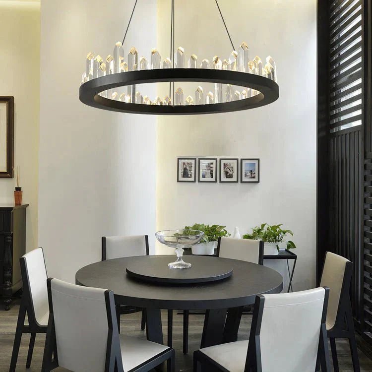 Leti Crystal Round Chandelier - 16"D60”BronzeBlushlighting
