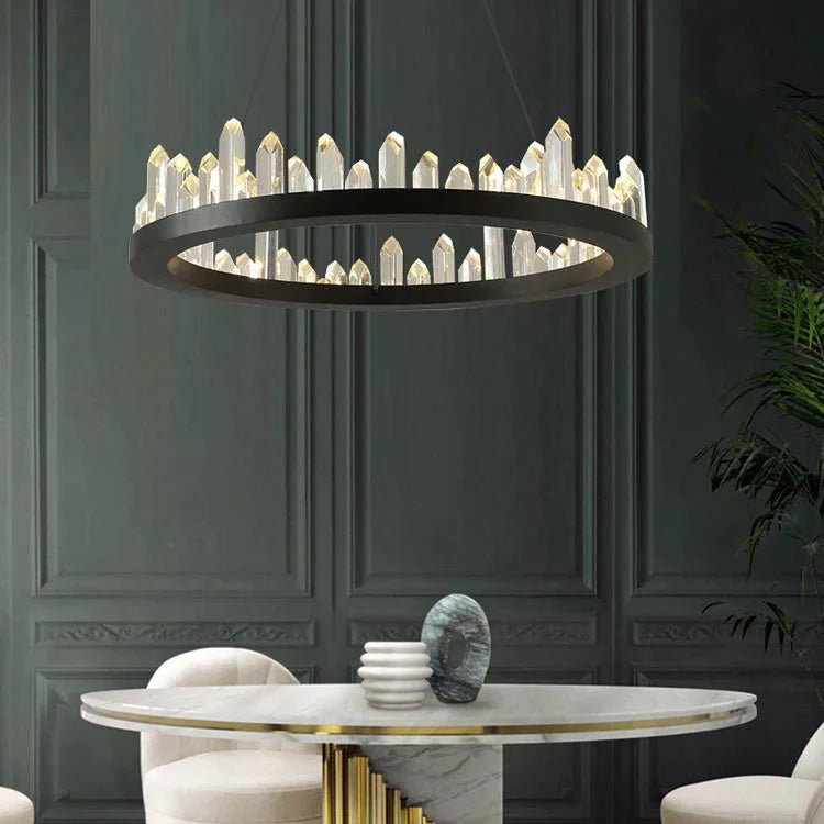 Leti Crystal Round Chandelier - 16"D60”BronzeBlushlighting