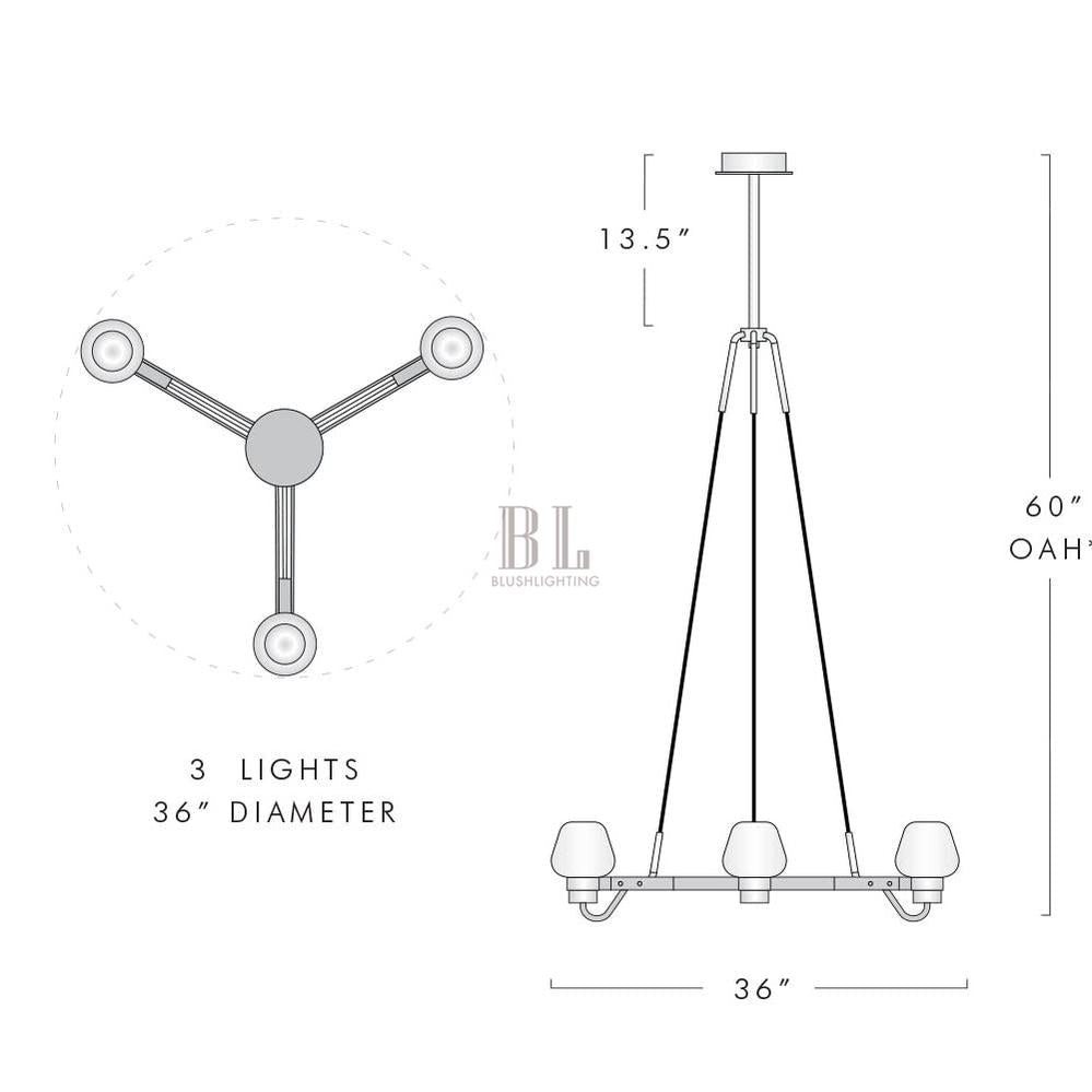 Letitia Crystal Chandelier 3 Light - Blushlighting