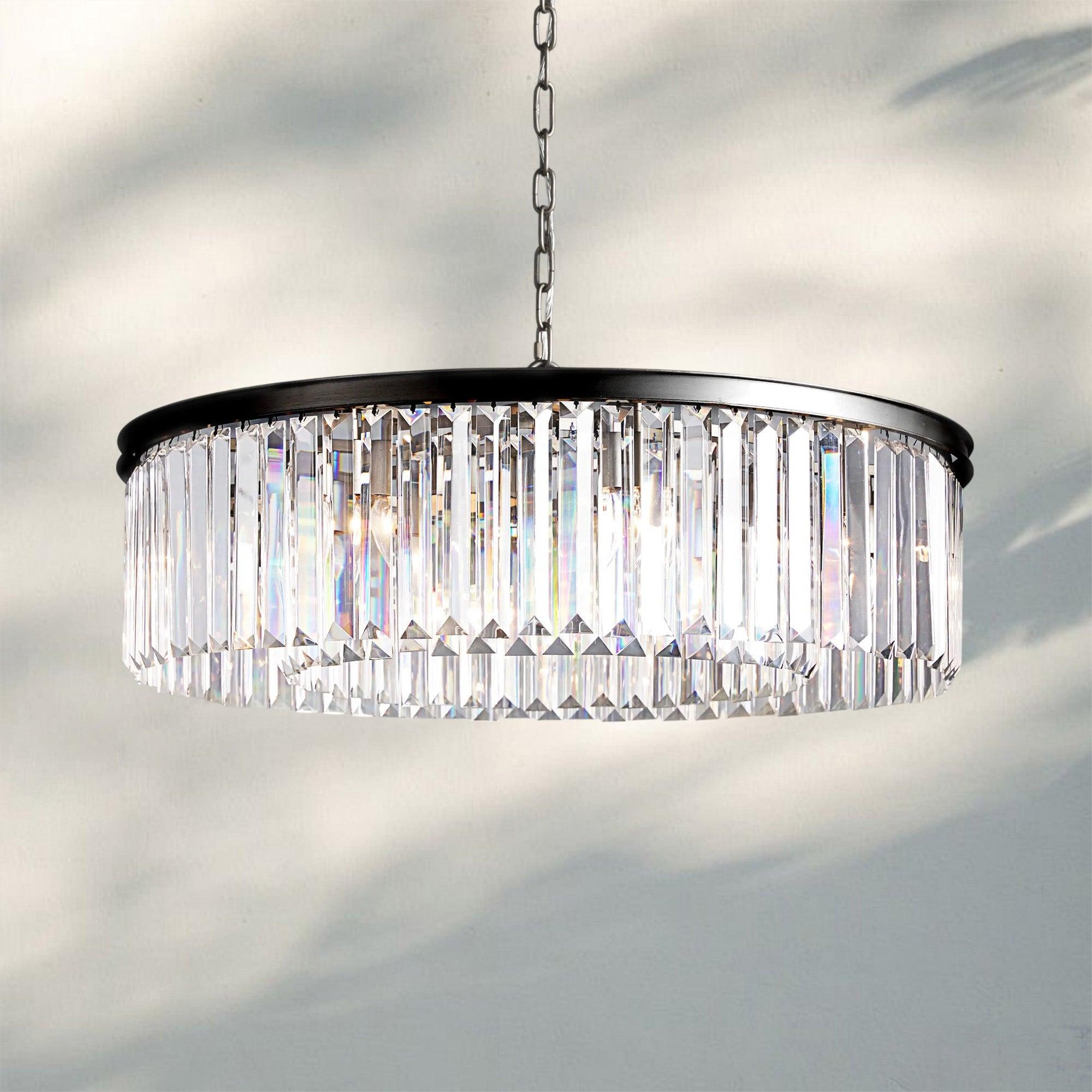 Leyland Crystal Round Chandelier - BrassBlushlighting