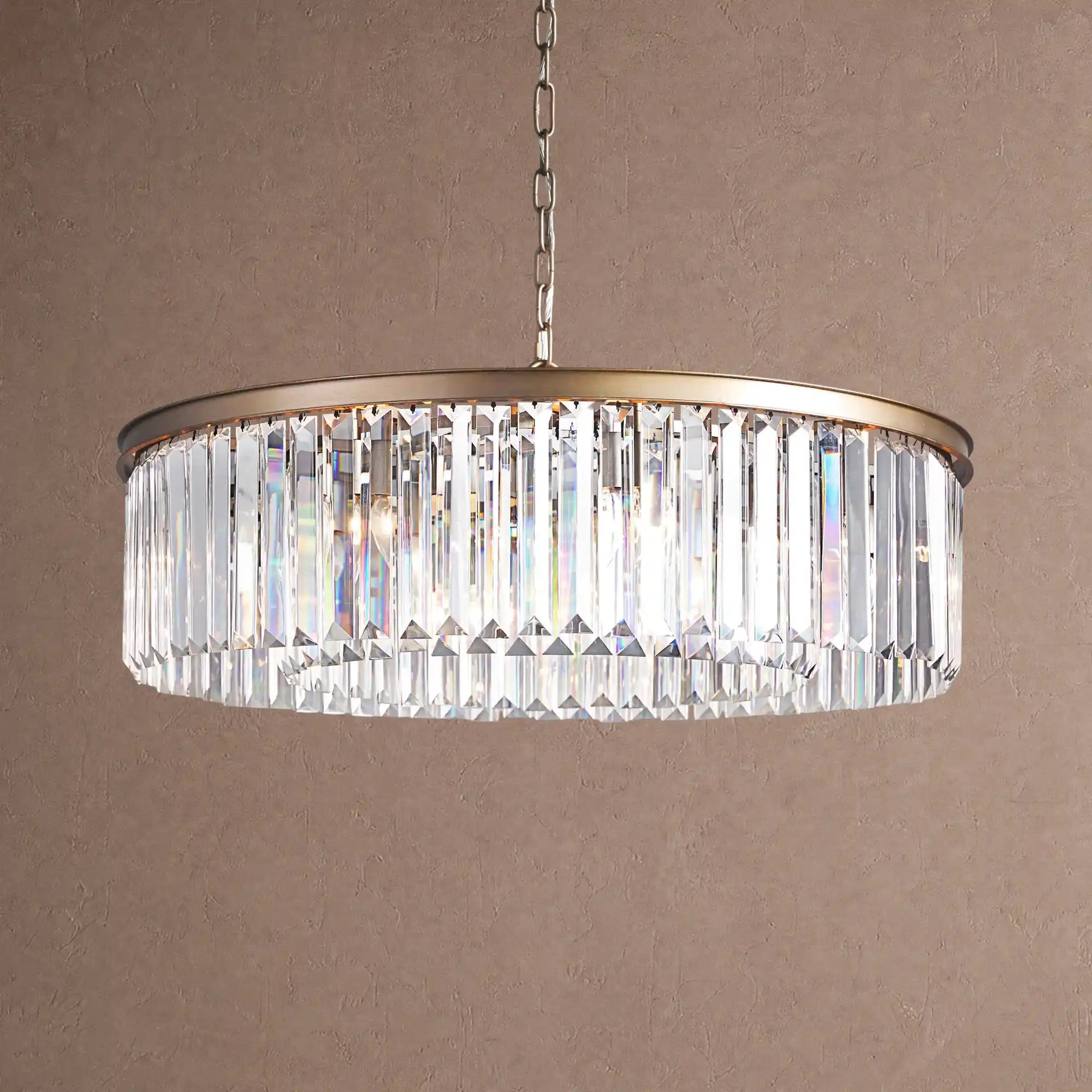 Leyland Crystal Round Chandelier - BrassBlushlighting