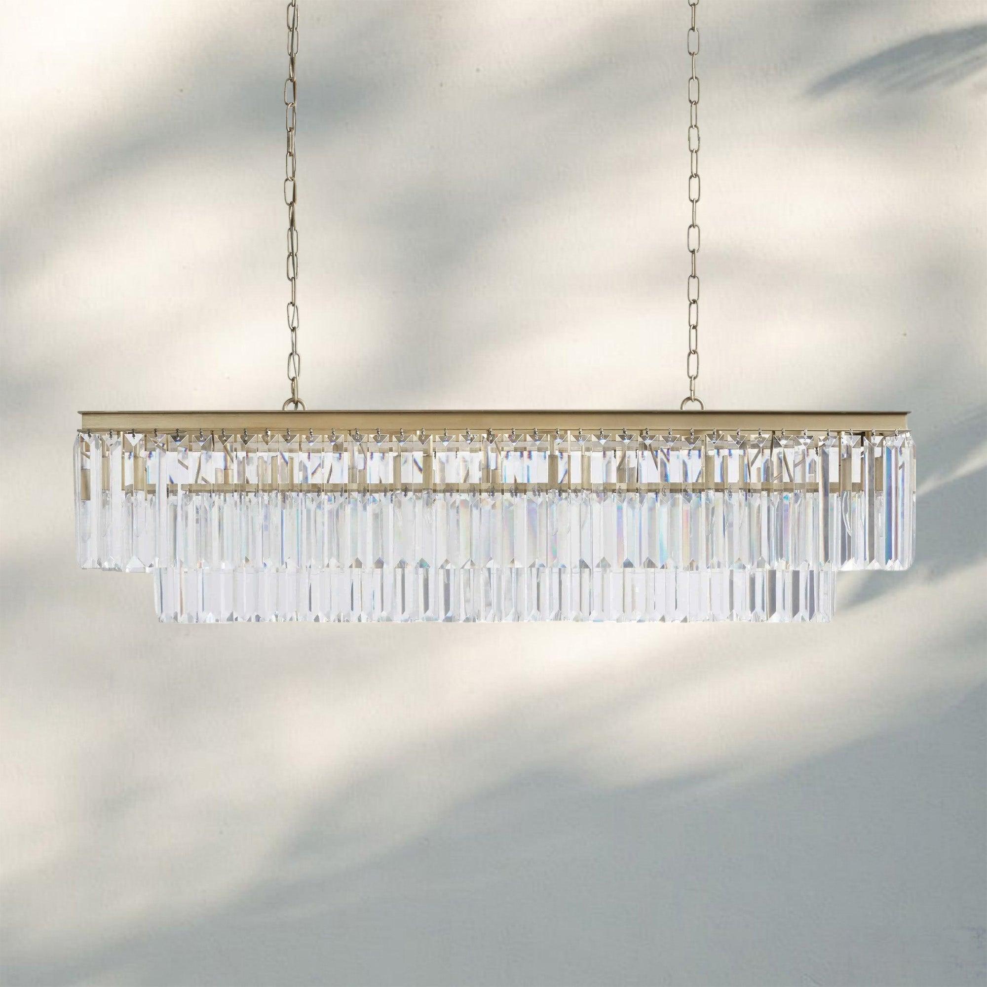 Leyland Tiered Rectangular Chandelier - BrassBlushlighting