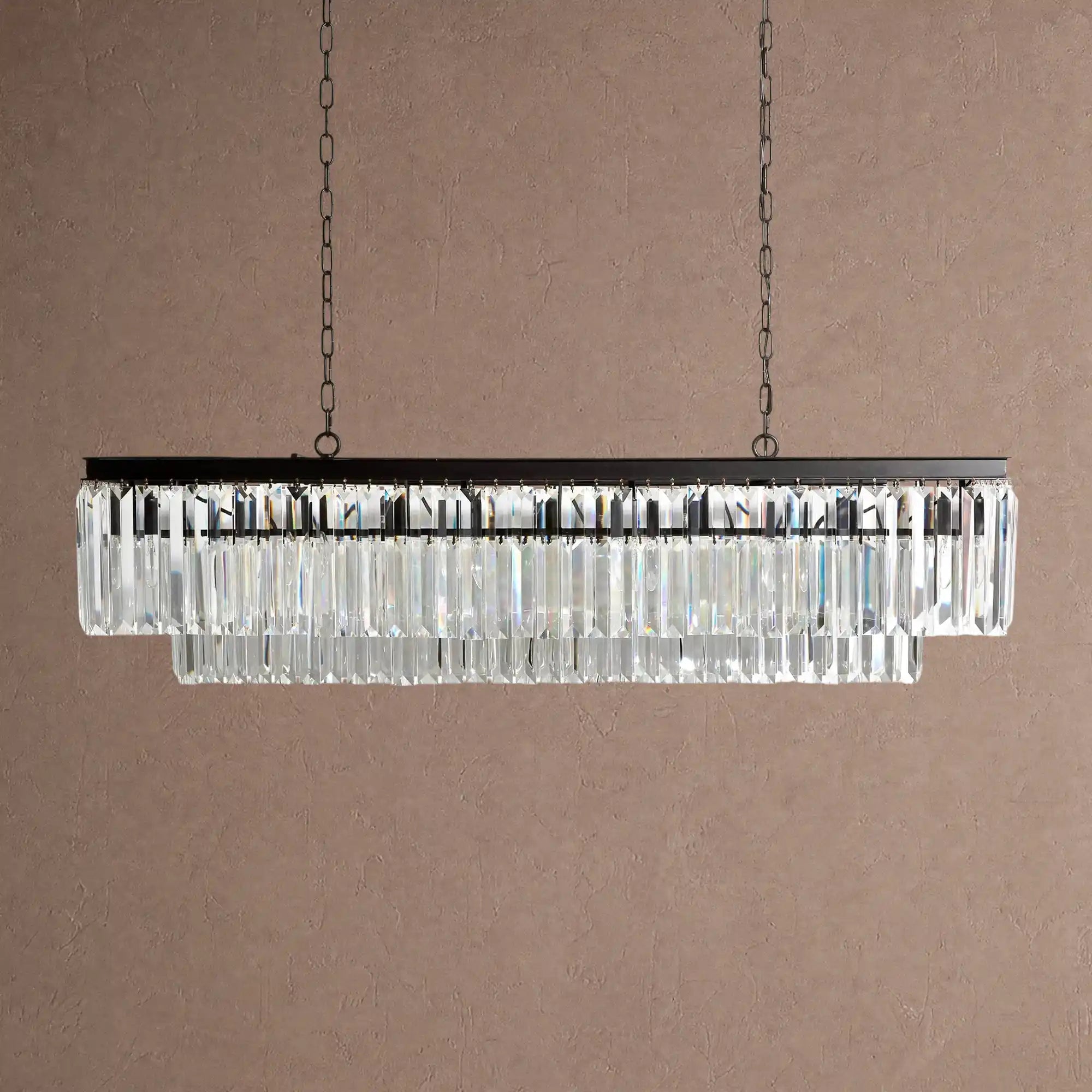 Leyland Tiered Rectangular Chandelier - BlackBlushlighting