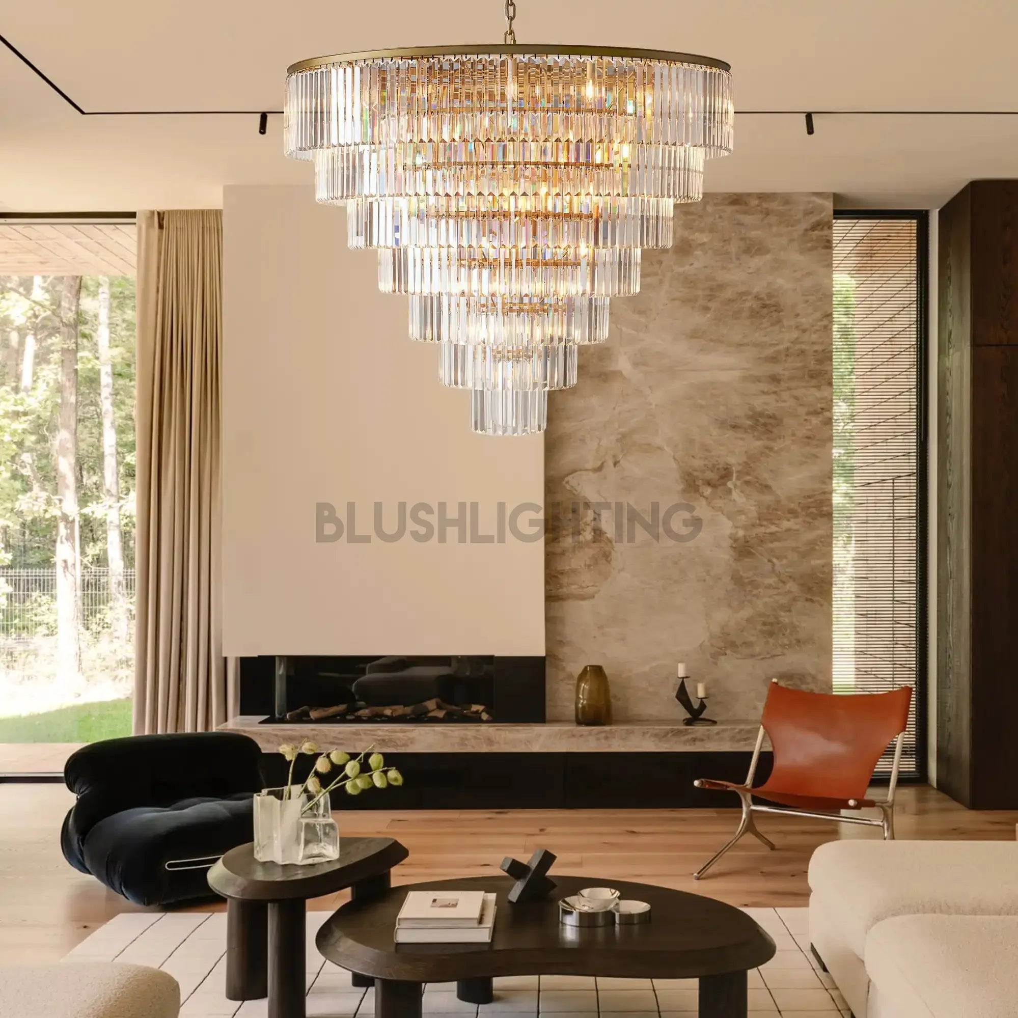 Leyland Tiered Round Chandelier - 5 - Tier 48″ WBrassBlushlighting