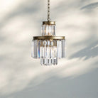 Layland Tiered Round Chandelier Lighting-6-Light 15''-Antique Brass-
