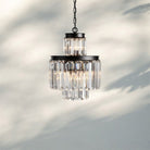 Layland Tiered Round Chandelier Lighting-6-Light 15''-Matte Black-