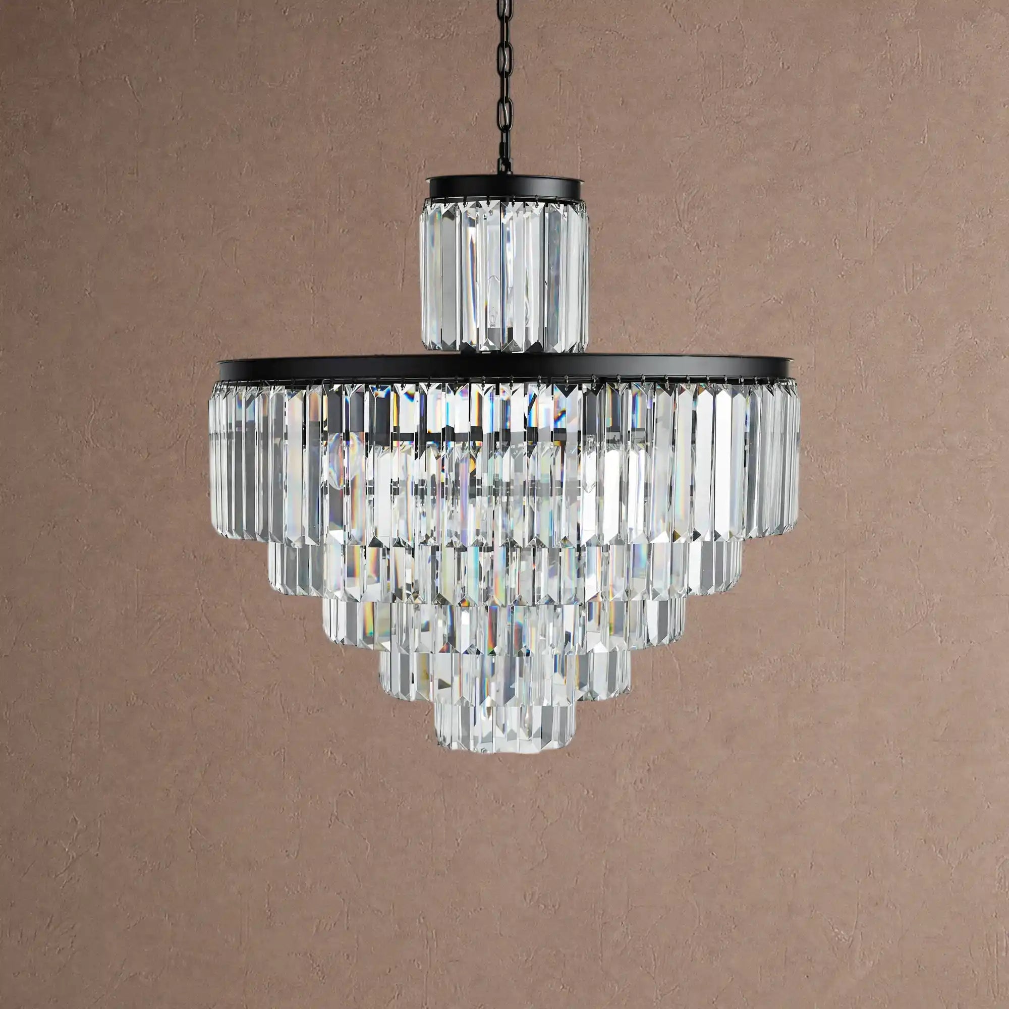 Leyland Tiered Round Chandelier Lighting - 22-Light 32.5''Matte BlackBlushlighting