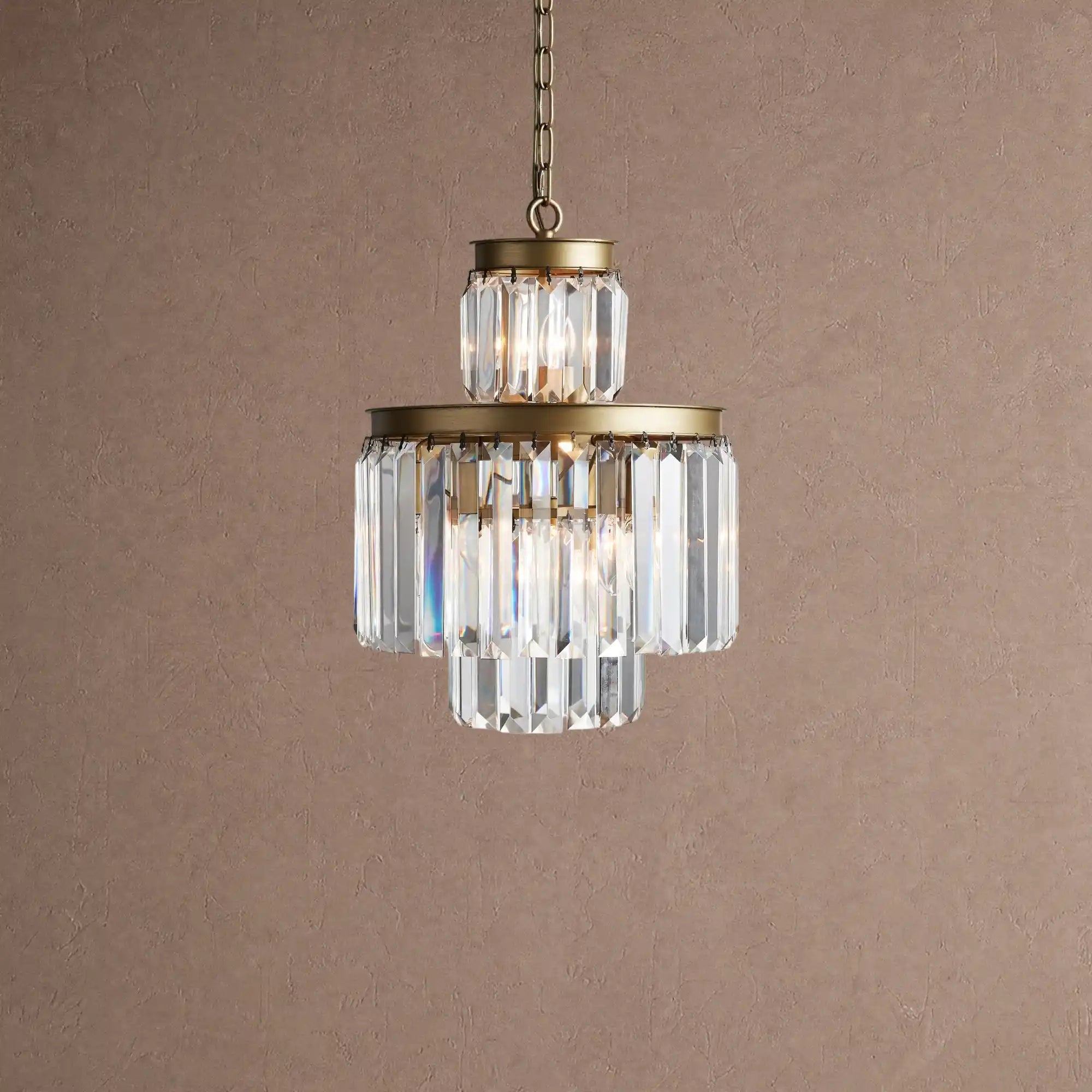Leyland Tiered Round Chandelier Lighting - 6-Light 15''Antique BrassBlushlighting