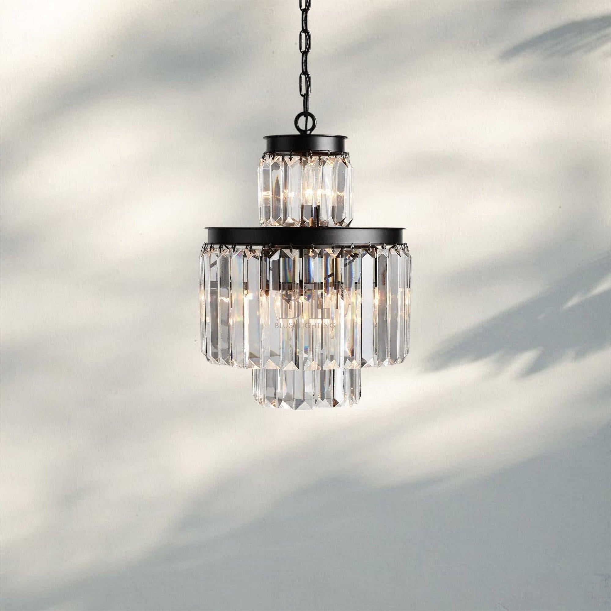 Leyland Tiered Round Chandelier Lighting - 6 - Light 15''Matte BlackBlushlighting