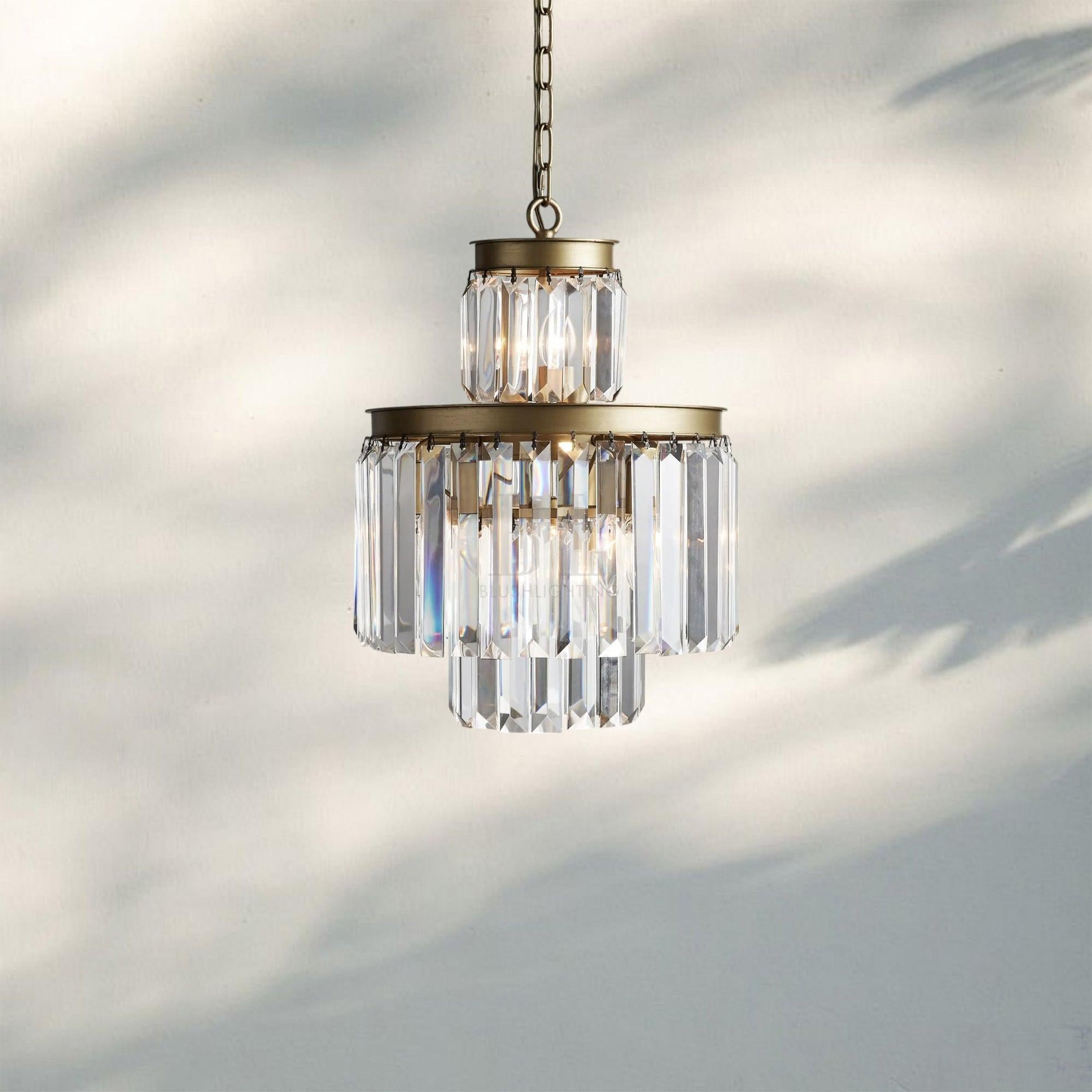 Layland Tiered Round Chandelier Lighting-6-Light 15''-Antique Brass-