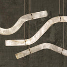 Liberty Curved Pendant Alabaster Chandelier, Pendant Light Over Dining Table - Style ABrassBlushlighting