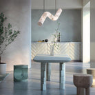 Liberty Curved Pendant Alabaster Chandelier, Pendant Light Over Dining Table-Blushlighting