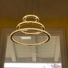 Light Luxury 5/6/7 Rings Crystal Chandelier for Staircase/Foyer/Villa - 2 Rings:Dia(11.8"+19.7")GoldBlushlighting