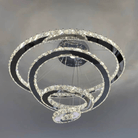 Light Luxury 5/6/7 Rings Crystal Chandelier for Staircase/Foyer/Villa - 2 Rings:Dia(11.8"+19.7")GoldBlushlighting