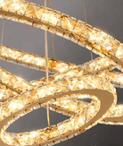 Light Luxury 5/6/7 Rings Crystal Chandelier for Staircase/Foyer/Villa - 2 Rings:Dia(11.8"+19.7")GoldBlushlighting