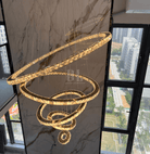 Light Luxury 5/6/7 Rings Crystal Chandelier for Staircase/Foyer/Villa - 2 Rings:Dia(11.8"+19.7")GoldBlushlighting