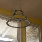 Light Luxury 5/6/7 Rings Crystal Chandelier for Staircase/Foyer/Villa - 2 Rings:Dia(11.8"+19.7")GoldBlushlighting