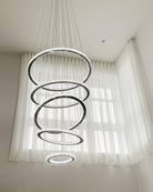 Light Luxury 5/6/7 Rings Crystal Chandelier for Staircase/Foyer/Villa - 2 Rings:Dia(11.8"+19.7")GoldBlushlighting
