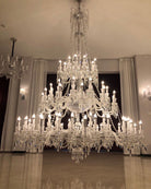 Light Luxury Classic Long Version Tiered Candle Light Crystal Chandelier for High-ceiling Rooms/Living Room - 84 Lights/D79.92"*H124.8"/225kgWithout LampshadeWarm LightBlushlighting