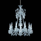 Light Luxury Classic Long Version Tiered Candle Light Crystal Chandelier for High-ceiling Rooms/Living Room - 12 Lights/D31.89"*H43.7"Without LampshadeWarm LightBlushlighting