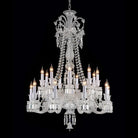 Light Luxury Classic Long Version Tiered Candle Light Crystal Chandelier for High-ceiling Rooms/Living Room - 24 Lights/D42.52"*H58.66"Without LampshadeWarm LightBlushlighting