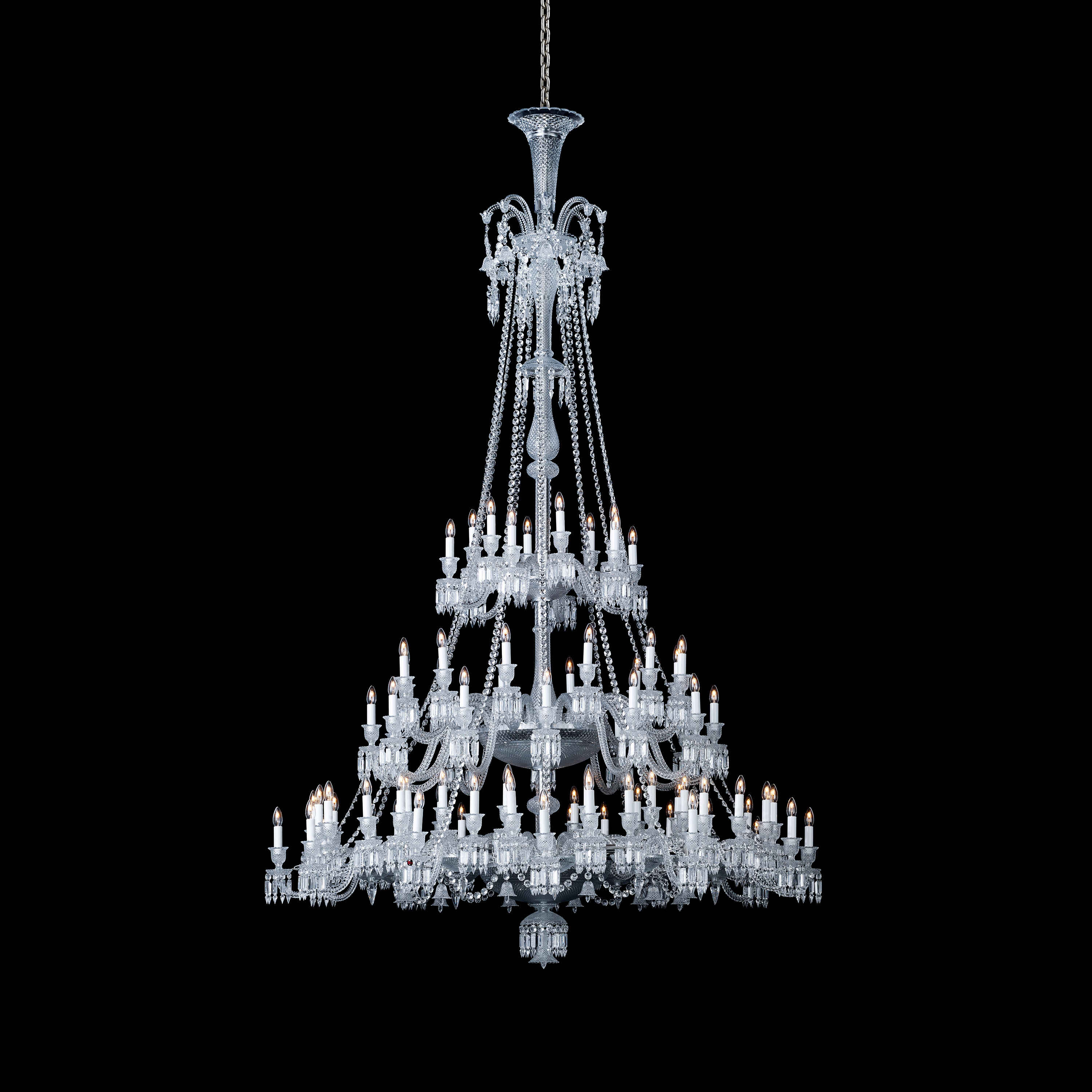 Light Luxury Classic Long Version Tiered Candle Light Crystal Chandelier for High-ceiling Rooms/Living Room - 84 Lights/D79.92"*H124.8"/225kgWithout LampshadeWarm LightBlushlighting