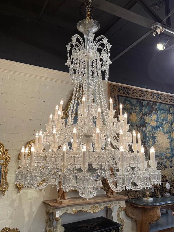 Light Luxury Classic Long Version Tiered Candle Light Crystal Chandelier for High-ceiling Rooms/Living Room - 48 Lights/D55.12"*H77.95"/118kgWithout LampshadeWarm LightBlushlighting