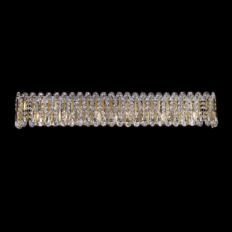 Light Luxury Crystal Beads Drum Collection Flush Mounted/Rectangle/Round Chandelier - Linear Wall Light/L25.2"*W4.33"*H6.3"Chrome Finish+Stainless Steel LeavesBlushlighting