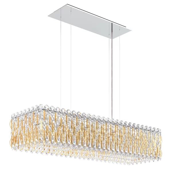 Light Luxury Crystal Beads Drum Collection Flush Mounted/Rectangle/Round Chandelier - Rectangle/13 Lights/L36.5"*W12"*H8"Chrome Finish+Gold LeavesBlushlighting