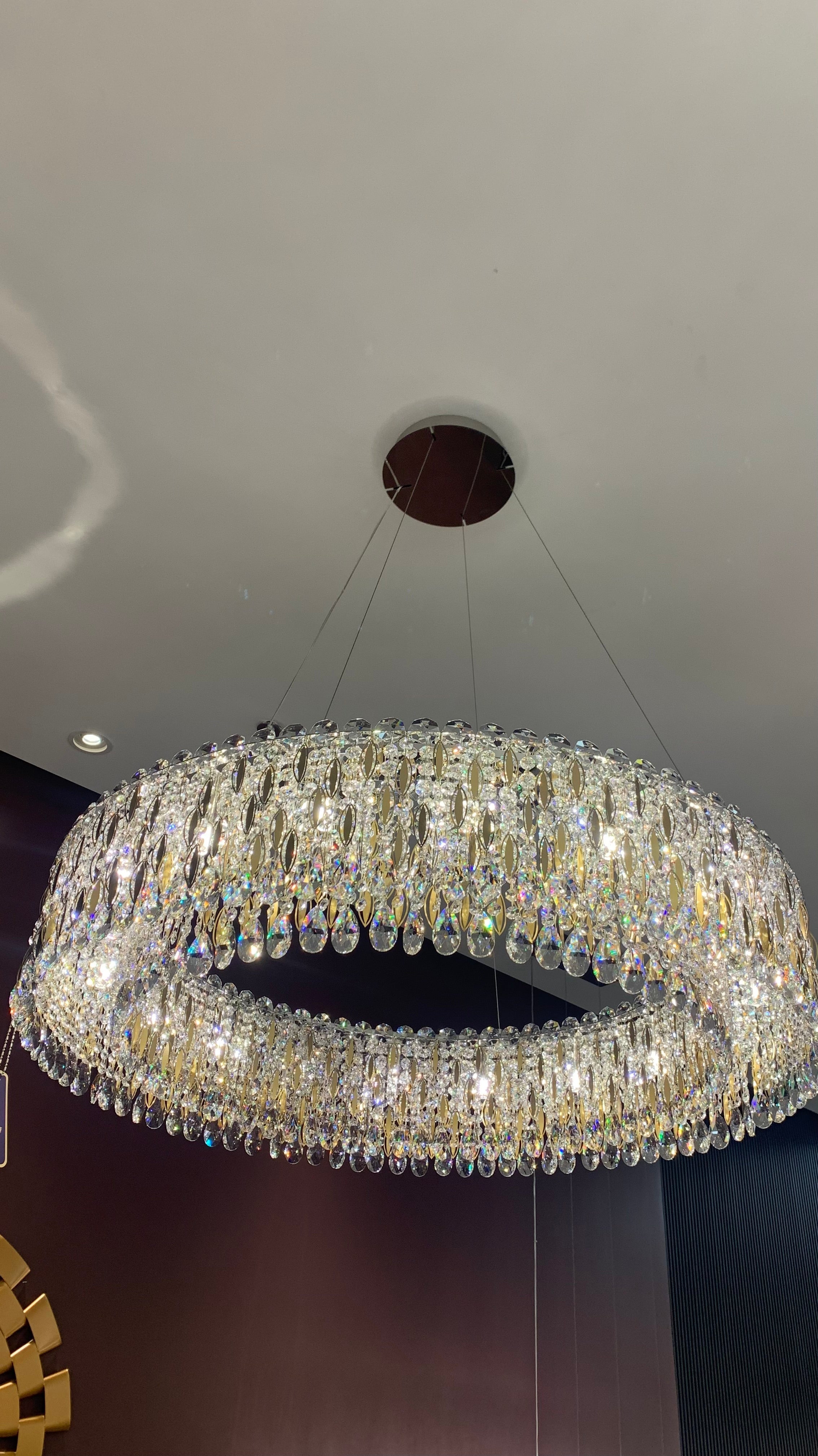 Light Luxury Crystal Beads Drum Collection Flush Mounted/Rectangle/Round Chandelier - Flush Mount/Round/3 Lights/D15.5"*H6.5"/6kgChrome Finish+Stainless Steel LeavesBlushlighting