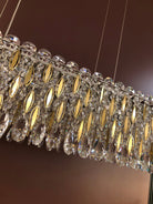 Light Luxury Crystal Beads Drum Collection Flush Mounted/Rectangle/Round Chandelier - Flush Mount/Round/3 Lights/D15.5"*H6.5"/6kgChrome Finish+Stainless Steel LeavesBlushlighting