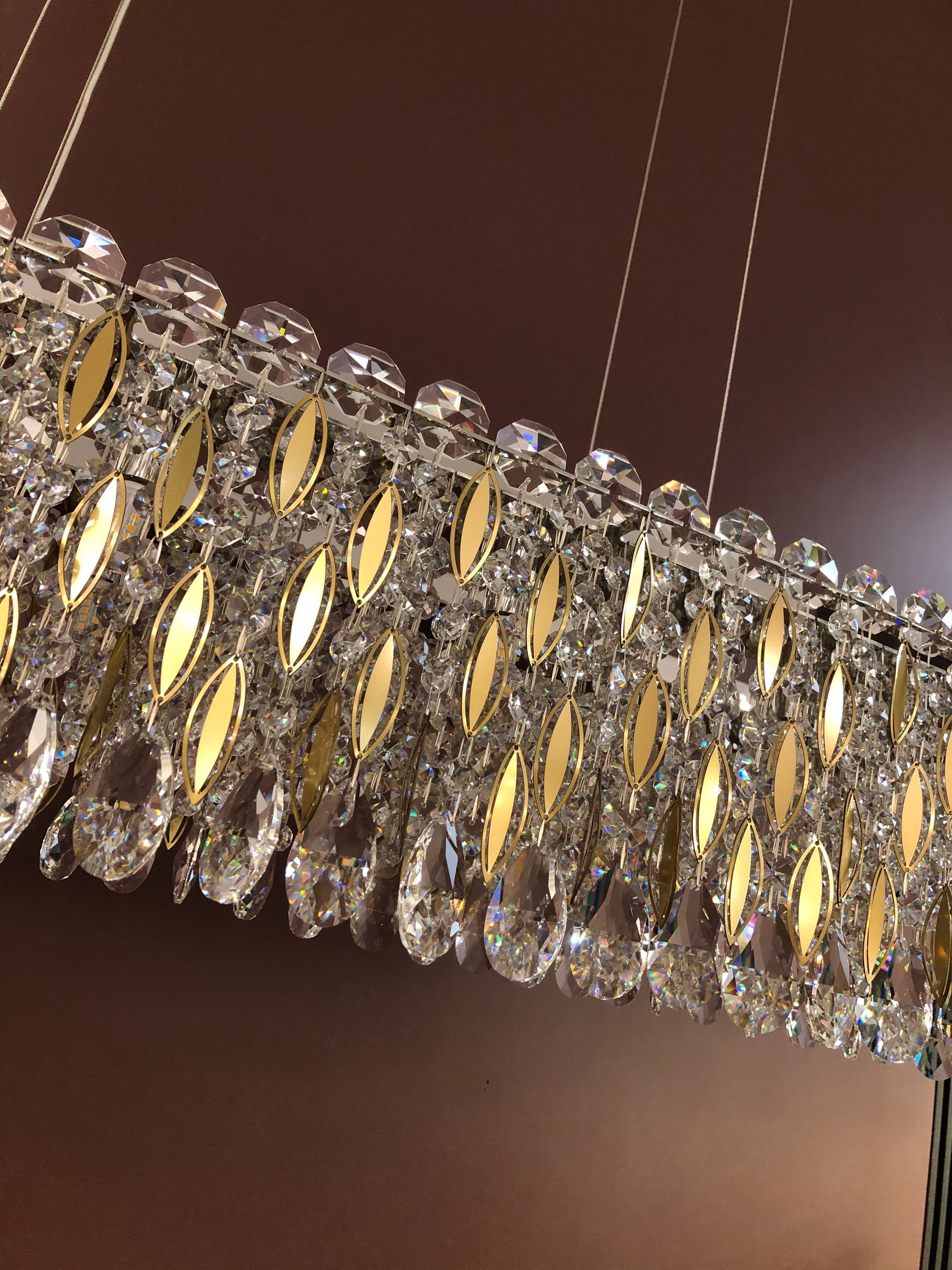 Light Luxury Crystal Beads Drum Collection Flush Mounted/Rectangle/Round Chandelier - Flush Mount/Round/3 Lights/D15.5"*H6.5"/6kgChrome Finish+Stainless Steel LeavesBlushlighting