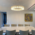 Light Luxury Crystal Beads Drum Collection Flush Mounted/Rectangle/Round Chandelier - Flush Mount/Round/3 Lights/D15.5"*H6.5"/6kgChrome Finish+Stainless Steel LeavesBlushlighting