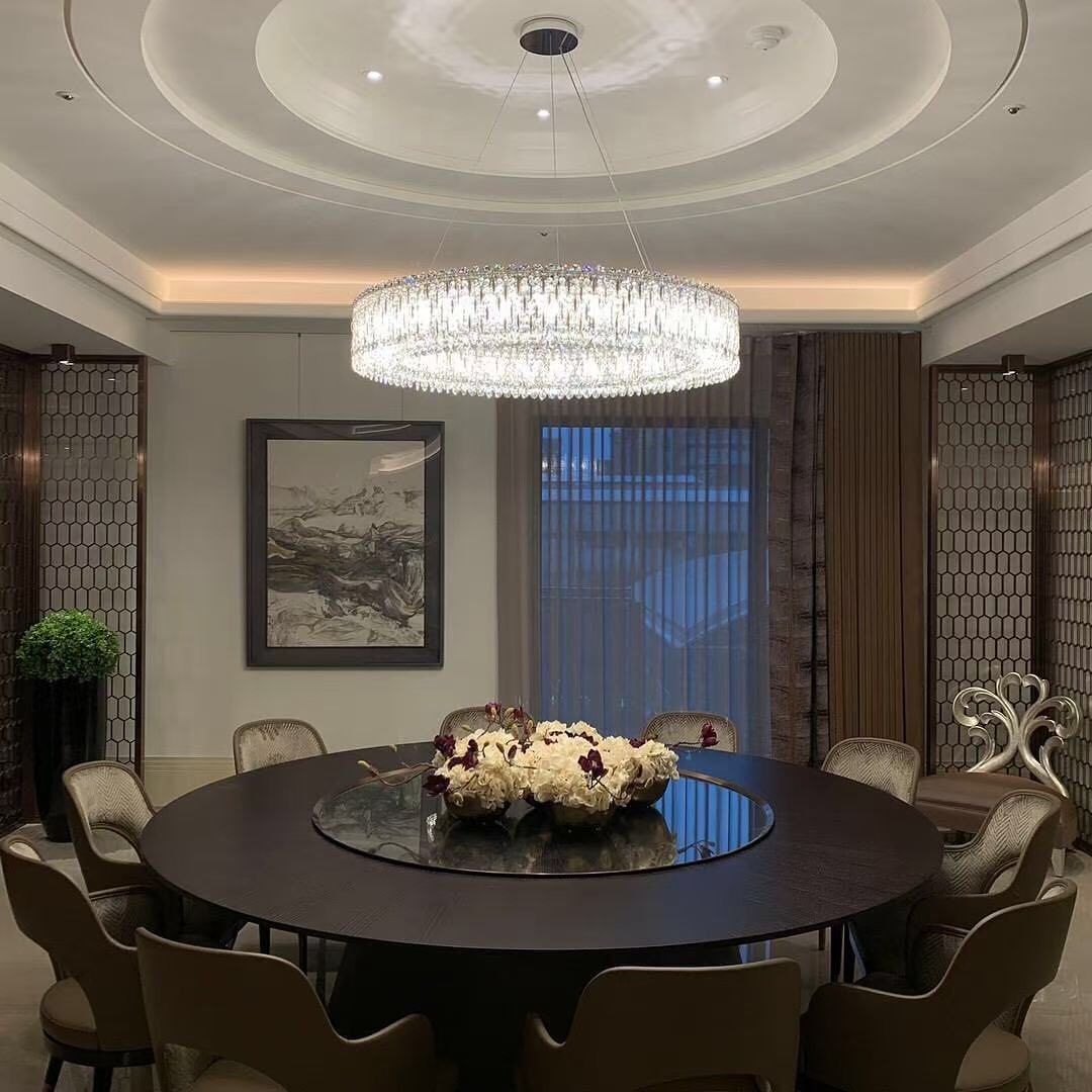 Light Luxury Crystal Beads Drum Collection Flush Mounted/Rectangle/Round Chandelier - Flush Mount/Round/3 Lights/D15.5"*H6.5"/6kgChrome Finish+Stainless Steel LeavesBlushlighting