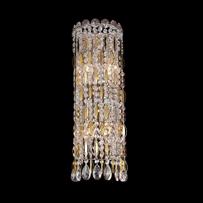 Light Luxury Crystal Beads Drum Collection Flush Mounted/Rectangle/Round Chandelier - Wall Light/L7.09"*W4.72"*H19.68"Chrome Finish+Stainless Steel LeavesBlushlighting