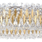 Light Luxury Crystal Beads Drum Collection Flush Mounted/Rectangle/Round Chandelier - Rectangle/13 Lights/L36.5"*W12"*H8"Chrome Finish+Stainless Steel LeavesBlushlighting