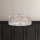 Light Luxury Crystal Beads Drum Collection Flush Mounted/Rectangle/Round Chandelier - Flush Mount/Round/3 Lights/D15.5"*H6.5"/6kgChrome Finish+Stainless Steel LeavesBlushlighting