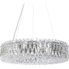 Light Luxury Crystal Beads Drum Collection Flush Mounted/Rectangle/Round Chandelier - Round/12 Lights/D23.6"*H6"Chrome Finish+Stainless Steel LeavesBlushlighting