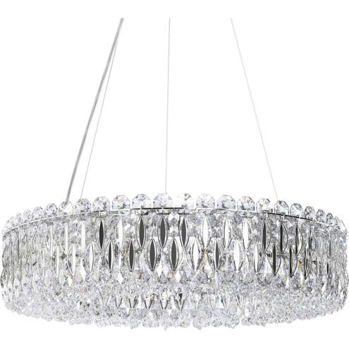 Light Luxury Crystal Beads Drum Collection Flush Mounted/Rectangle/Round Chandelier - Round/12 Lights/D23.6"*H6"Chrome Finish+Stainless Steel LeavesBlushlighting
