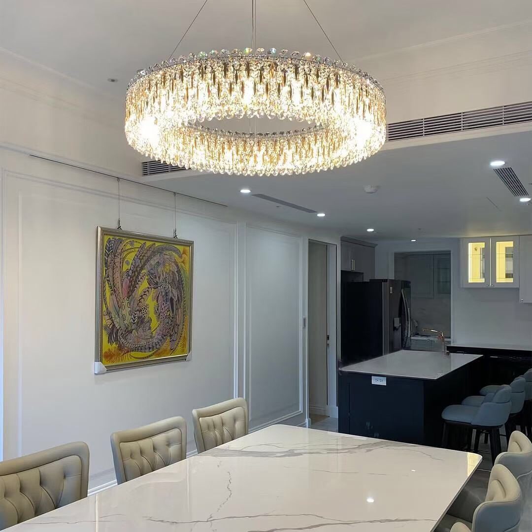 Light Luxury Crystal Beads Drum Collection Flush Mounted/Rectangle/Round Chandelier - Flush Mount/Round/3 Lights/D15.5"*H6.5"/6kgChrome Finish+Stainless Steel LeavesBlushlighting