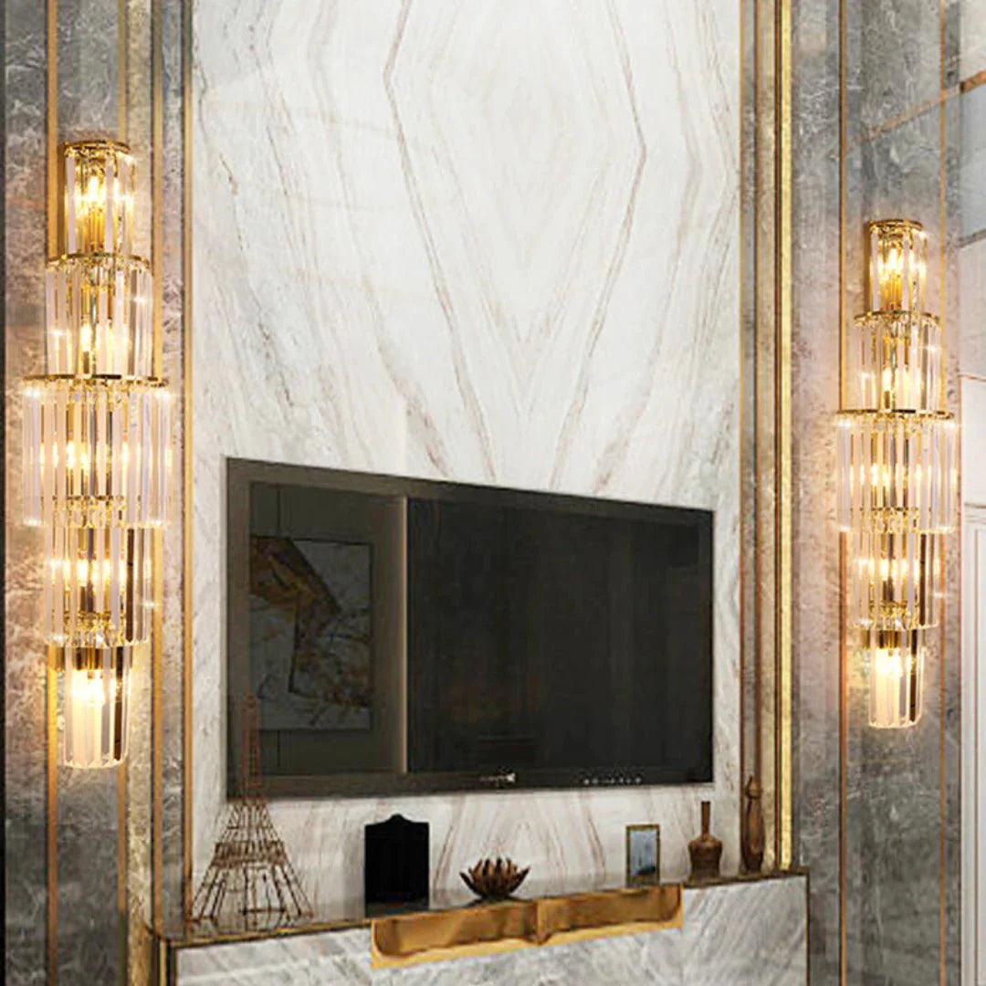 Light Luxury Crystal Layered Wall Lamp - Blushlighting
