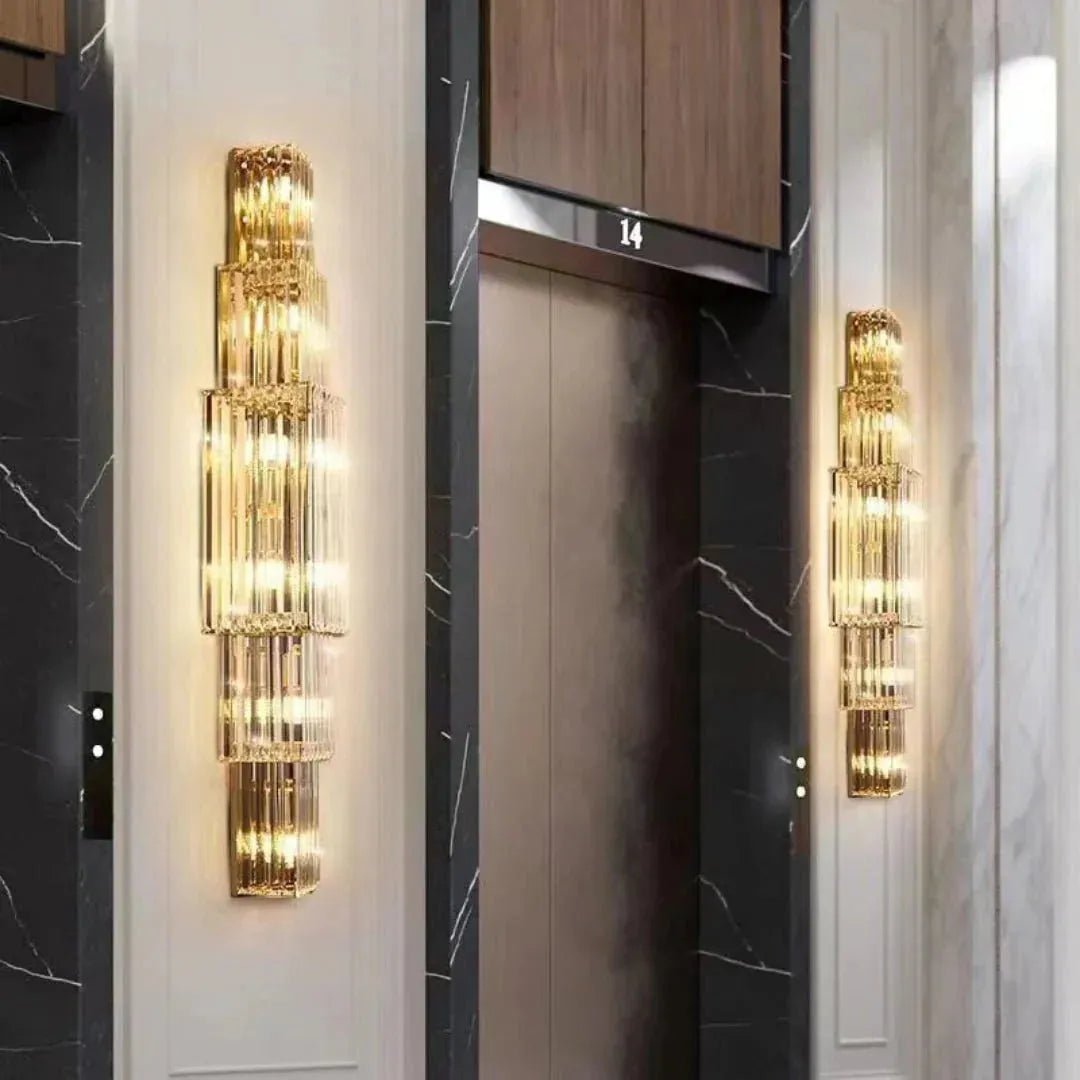 Light Luxury Crystal Layered Wall Lamp - Dia 7.9″(20cm) x H 31.5″(80cm)Blushlighting