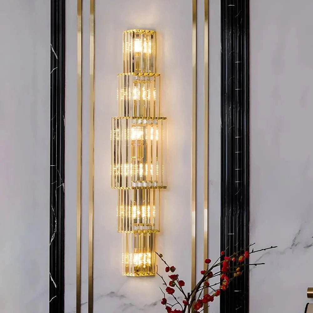 Light Luxury Crystal Layered Wall Lamp - Dia 7.9″(20cm) x H 31.5″(80cm)Blushlighting