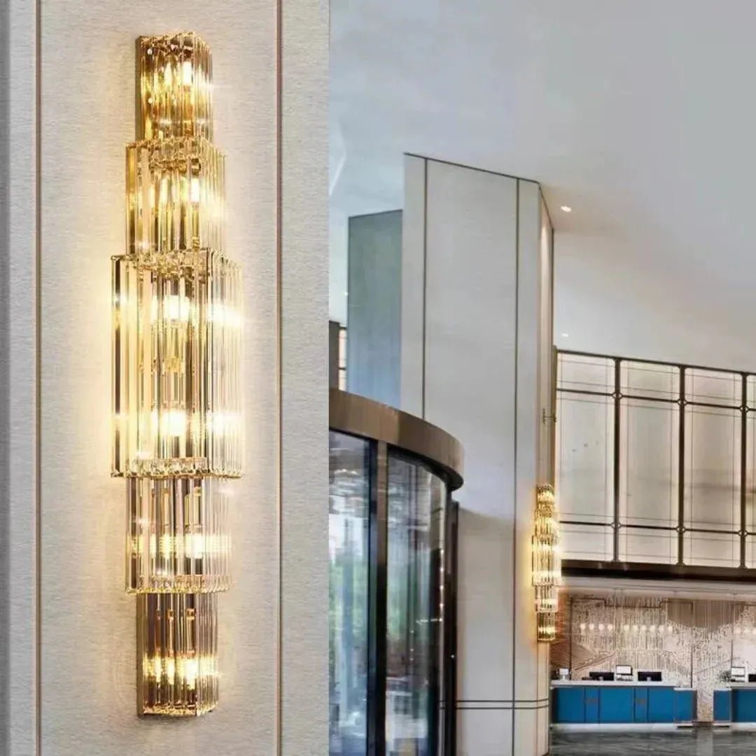 Light Luxury Crystal Layered Wall Lamp - Dia 7.9″(20cm) x H 31.5″(80cm)Blushlighting