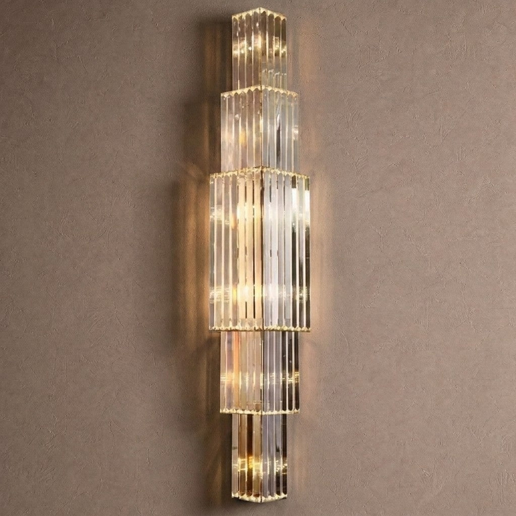 Light Luxury Crystal Layered Wall Lamp - Dia 9.8″(25cm) x H 47.2″(120cm)Blushlighting